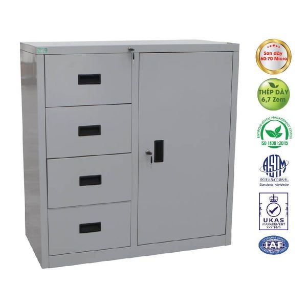 Tủ Sắt Thấp 4 Ngăn Kéo TS19B
