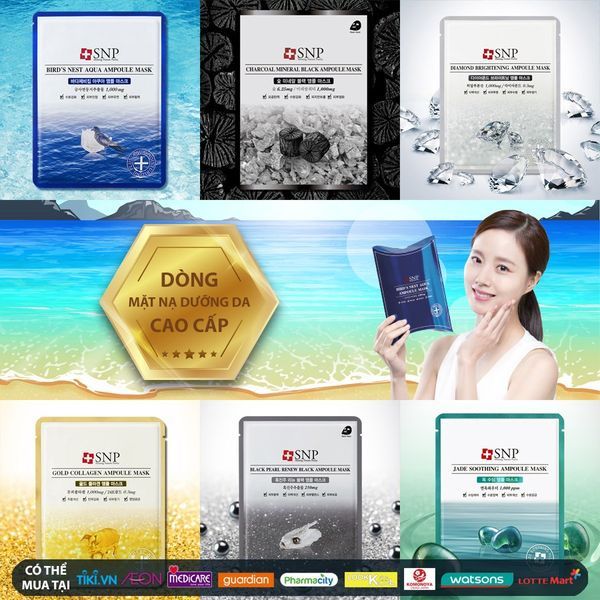 Mặt nạ dưỡng trắng da vàng Gold Collagen Ampoule Mask - Mỹ phẩm Hàn Quốc SNP