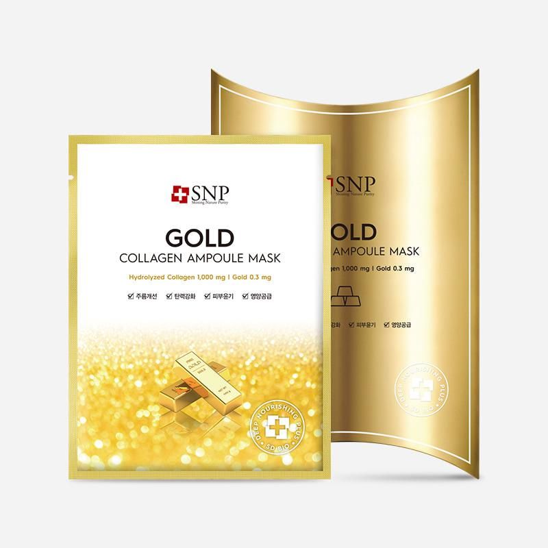 Mặt nạ dưỡng trắng da vàng Gold Collagen Ampoule Mask - Mỹ phẩm Hàn Quốc SNP