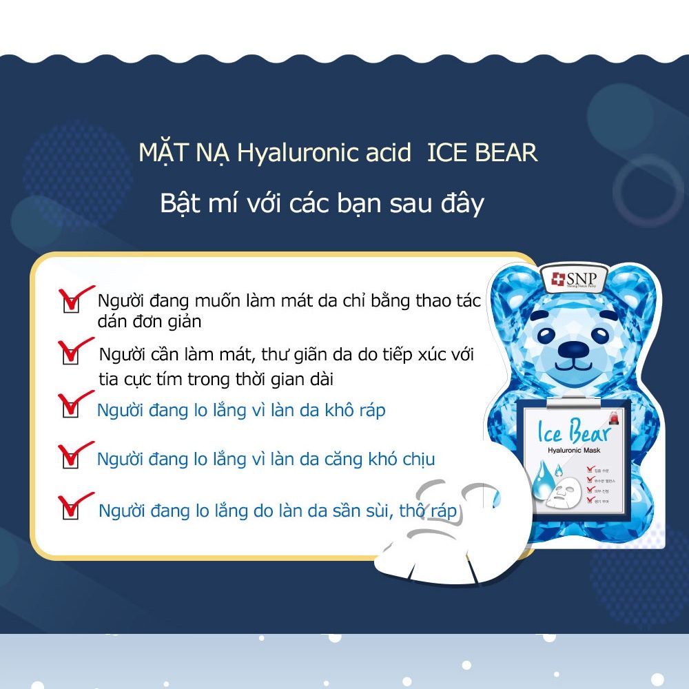 Mặt nạ dưỡng da Ice Bear Hyaluronic Mask - Mỹ phẩm Hàn Quốc SNP