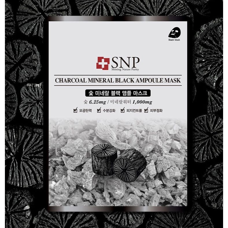 Mặt nạ dưỡng da Charcoal Mineral Black Ampoule Mask -  Mỹ phẩm Hàn Quốc SNP