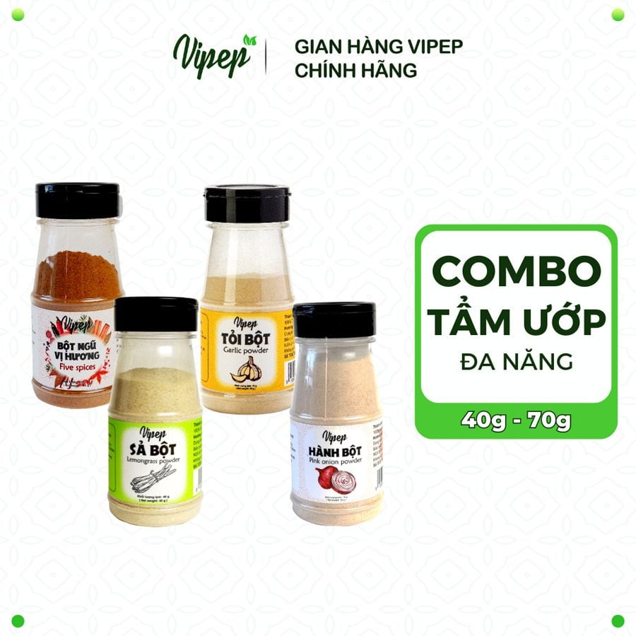  Combo tẩm ướp nấu ăn tỏi bột, sả bột, hành bột, ngủ vị hương thơm ngon tự nhiên - Gia vị Vipep 