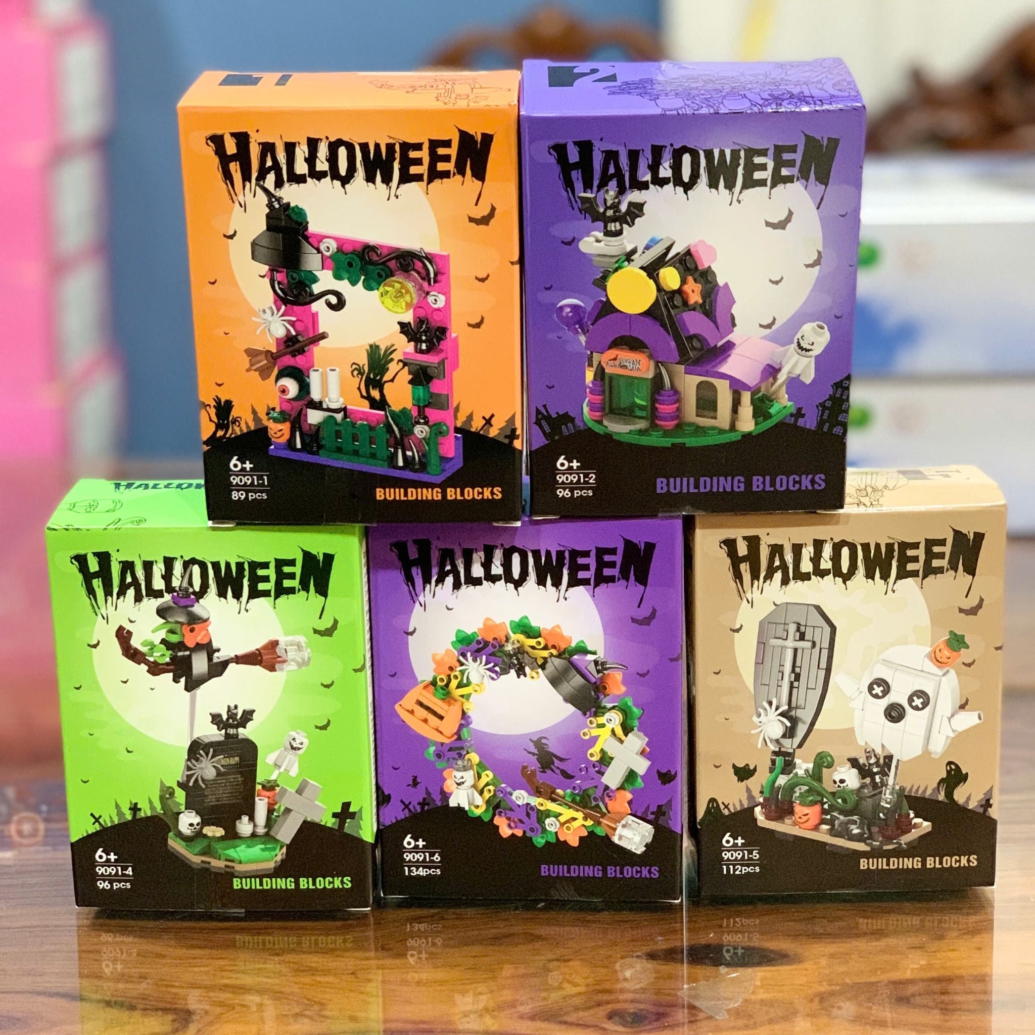  Đồ chơi mô hình : Bộ lắp ráp Building Blocks lễ hội Halloween, 6ages+, 89-134pcs, No. 9091, 9092 