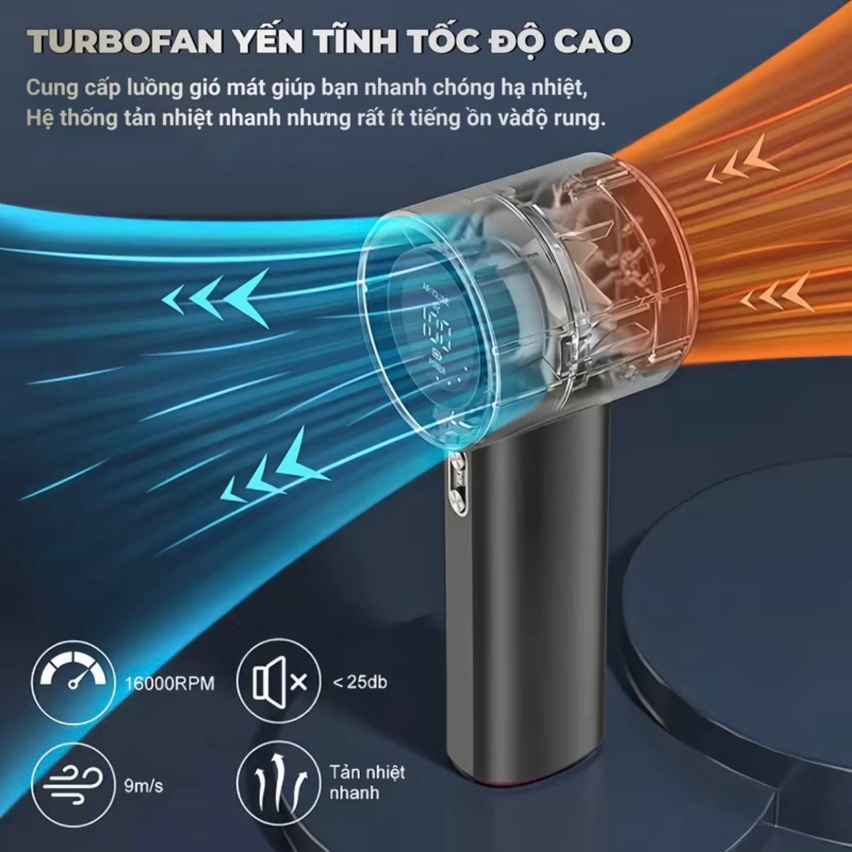  Quạt cầm tay tốc độ cao (Handleld Fan) màn hình LED, (100 - speed) dung lượng cao 4000 mAh GS1 