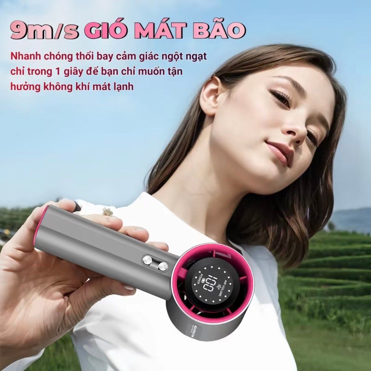  Quạt cầm tay tốc độ cao (Handleld Fan) màn hình LED, (100 - speed) dung lượng cao 4000 mAh GS1 