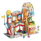  Đồ chơi lắp ráp : mô hình xếp khối Công trình Công viên đu quay, cầu tuột, 194 chi tiết, thương hiệu FEELO 3+ages, No. FL1615 