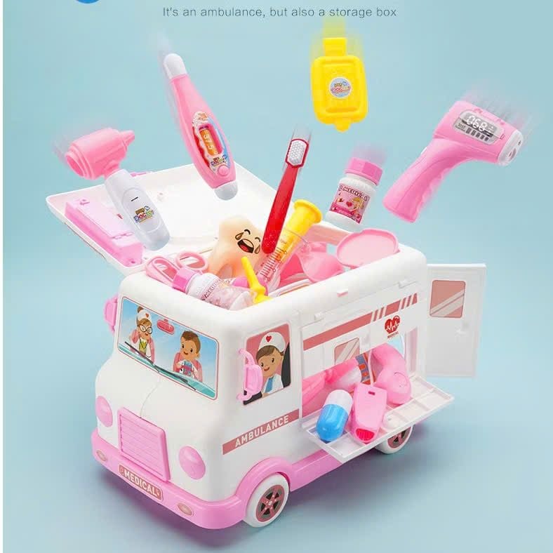  Đồ chơi nhập vai _ Bộ xe cứu thương Kèm phụ kiện (Ambulance car) dùng pin No. H325A 