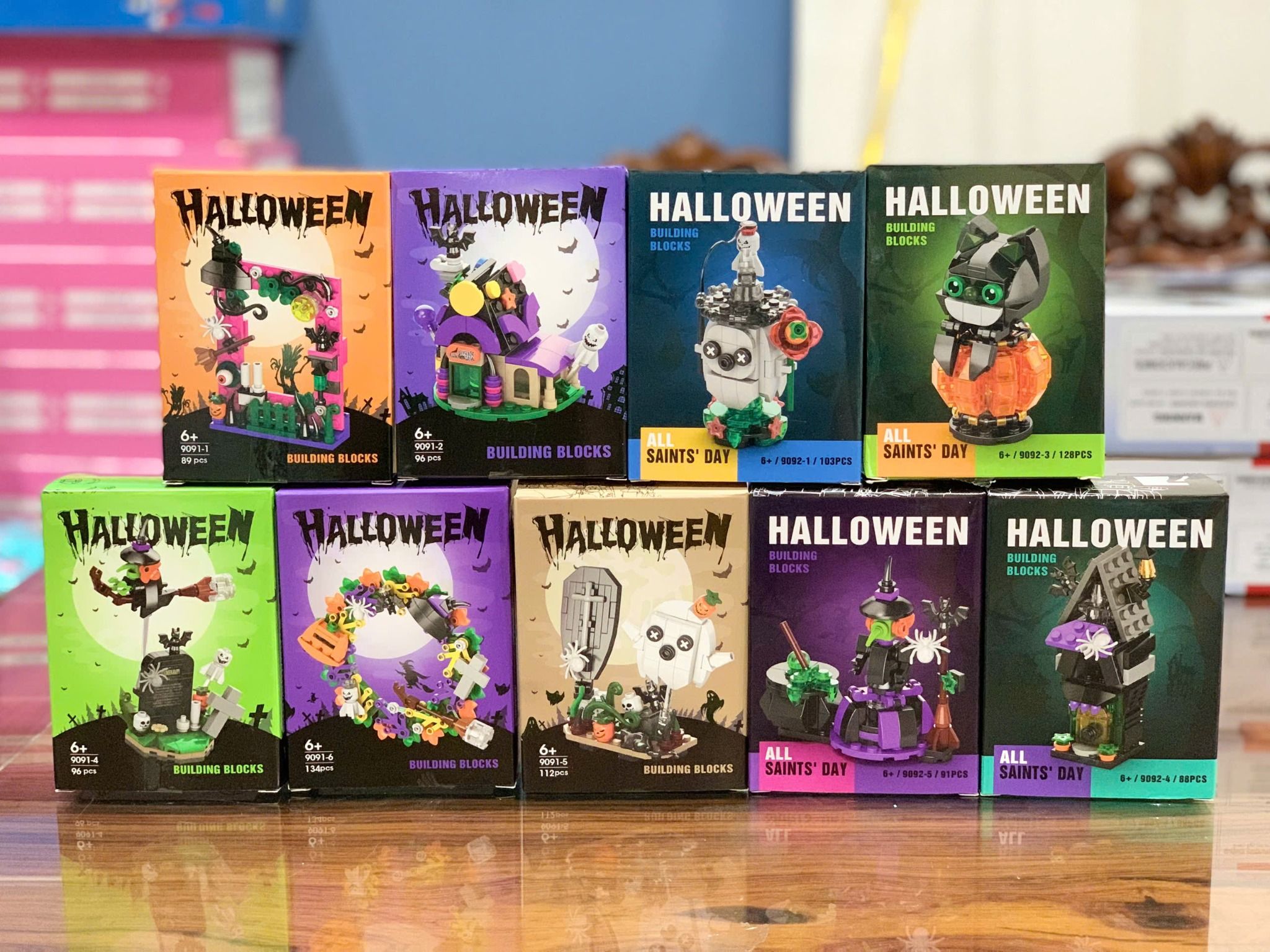  Đồ chơi mô hình : Bộ lắp ráp Building Blocks lễ hội Halloween, 6ages+, 89-134pcs, No. 9091, 9092 