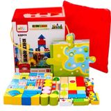  Đồ chơi mẫu giáo: Mô hình thành phố bằng gỗ 62pcs 3ages+ 