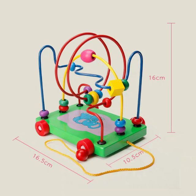  Hộp xe gỗ mê cung luồn hạt hình thú [Trailer circles bead labyrinth], +3ages, No. YDL1035 