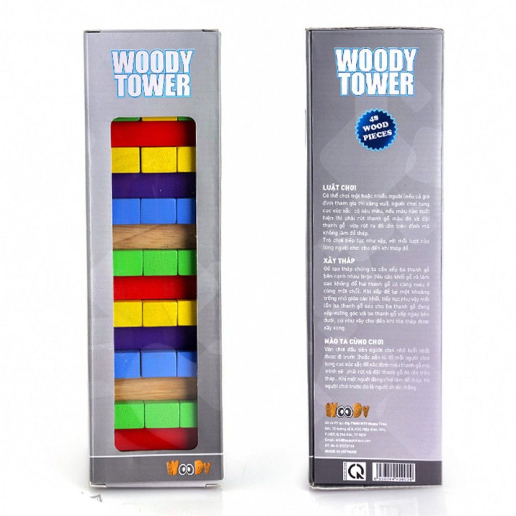  Đồ chơi giáo dục: Trò chơi rút thanh Woody Tower (các thanh gỗ sơn màu khác nhau)  3ages+ No. 90029 