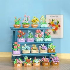  Đồ chơi lắp ráp : Bộ lắp ráp chậu hoa mini nhiều mẫu, 3ages+, No. W1605 
