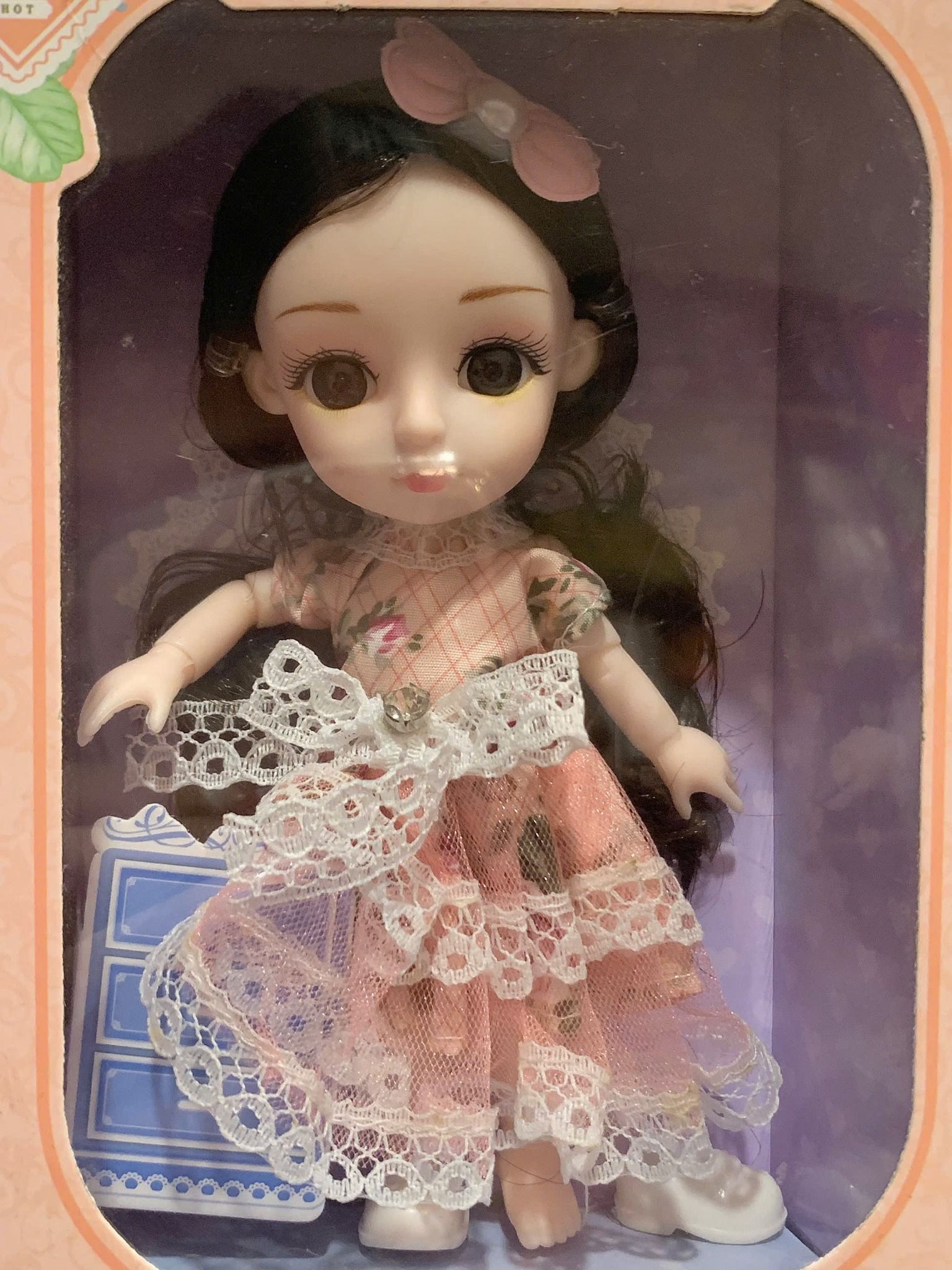  Đồ chơi nhập vai: Hộp búp bê baby 6C khớp, ánh mắt thủy tinh (Sophia, Yilisa, Luoyite, Diana, Chris, Xindina), 3ages, Model 68073 