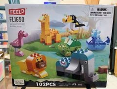  FEELO đồ chơi mẫu giáo: bộ lắp ráp các khối lớn phù hợp cho bé làm quen với màu sắc, động vật ( 102 PCs ) 3ages No. FL1650 