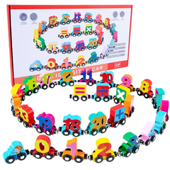  Đồ chơi giáo dục : Xe từ tính kỹ thuật số (Magnetic digital car) kéo chữ và số; 36m+ No. SC 
