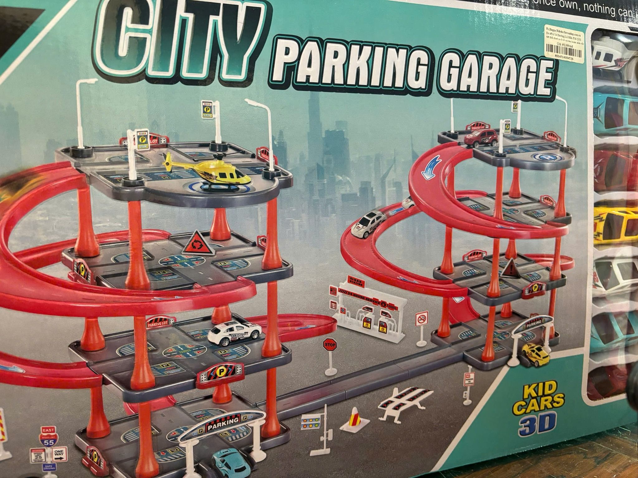  Mô hình garage bãi đậu xe ô tô và máy bay trực thăng DIY ASSEMBLY ( 3D kid cars) 88pcs 109x52x44 cm 5ages+ No. 130 
