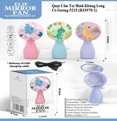  Quạt Cầm Tay Hình Khủng Long Có Gương 5215 (BJJ978-1) 