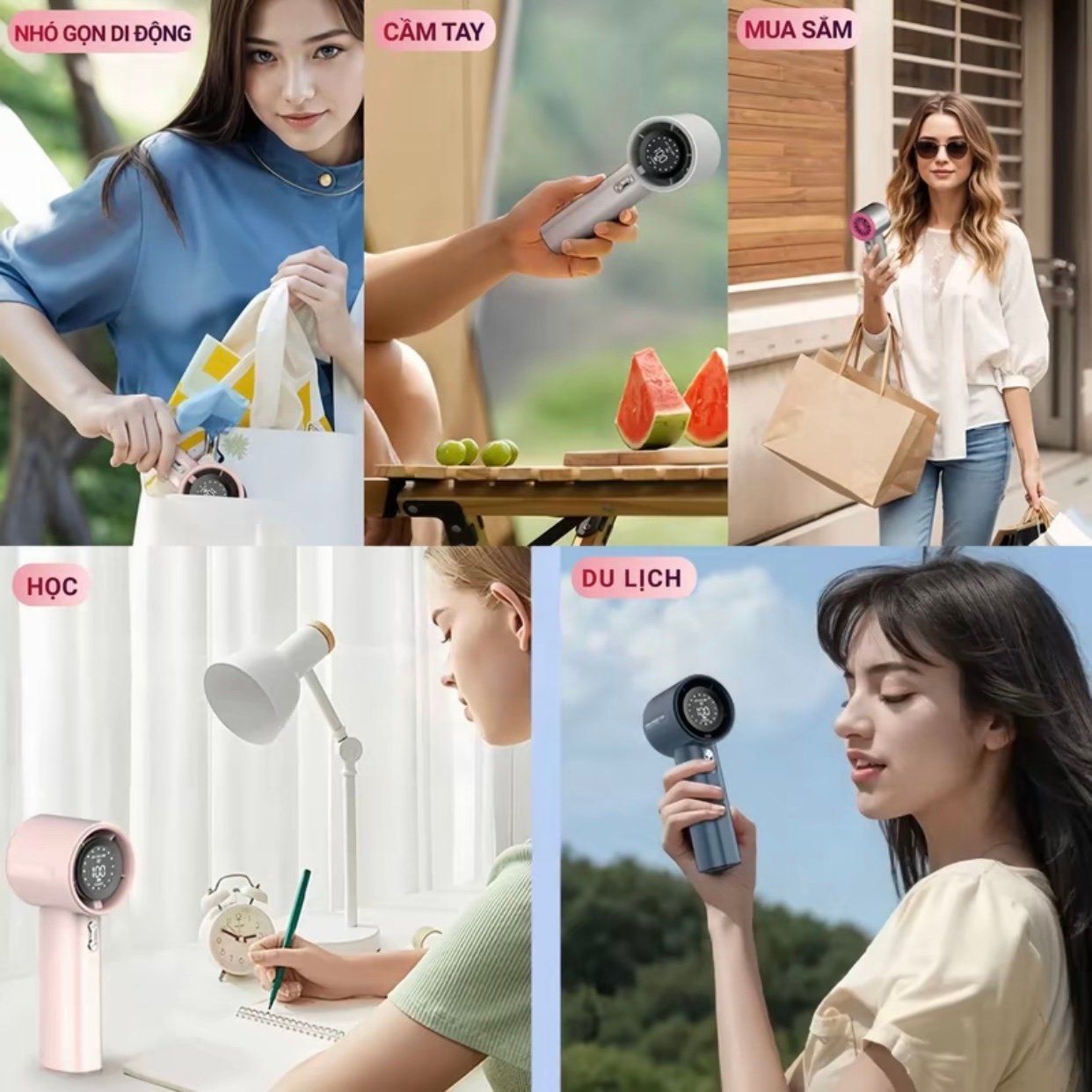  Quạt cầm tay tốc độ cao (Handleld Fan) màn hình LED, (100 - speed) dung lượng cao 4000 mAh GS1 