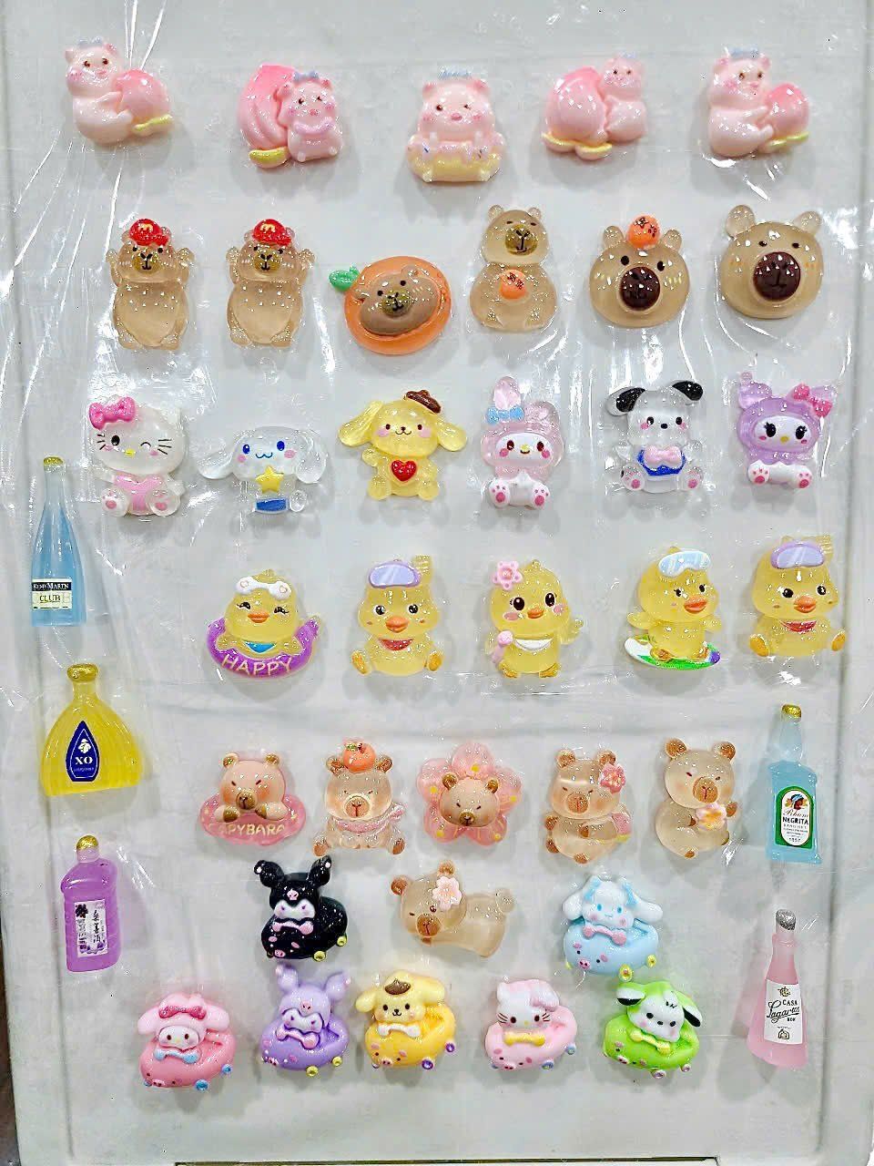  ĐỌC MÔ TẢ_Set 10-20-30-50 túi mù tự xé các loại charm mini ( Vịt, Heo, Capybara, Chai lọ, bst Sanrio ) 