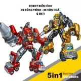  Đồ chơi vận động : Robot biến hình lắp ghép ốc vít xe công trình xe cứu hoả  5in1, 3+ages, No. LM905-B, LM906-B 
