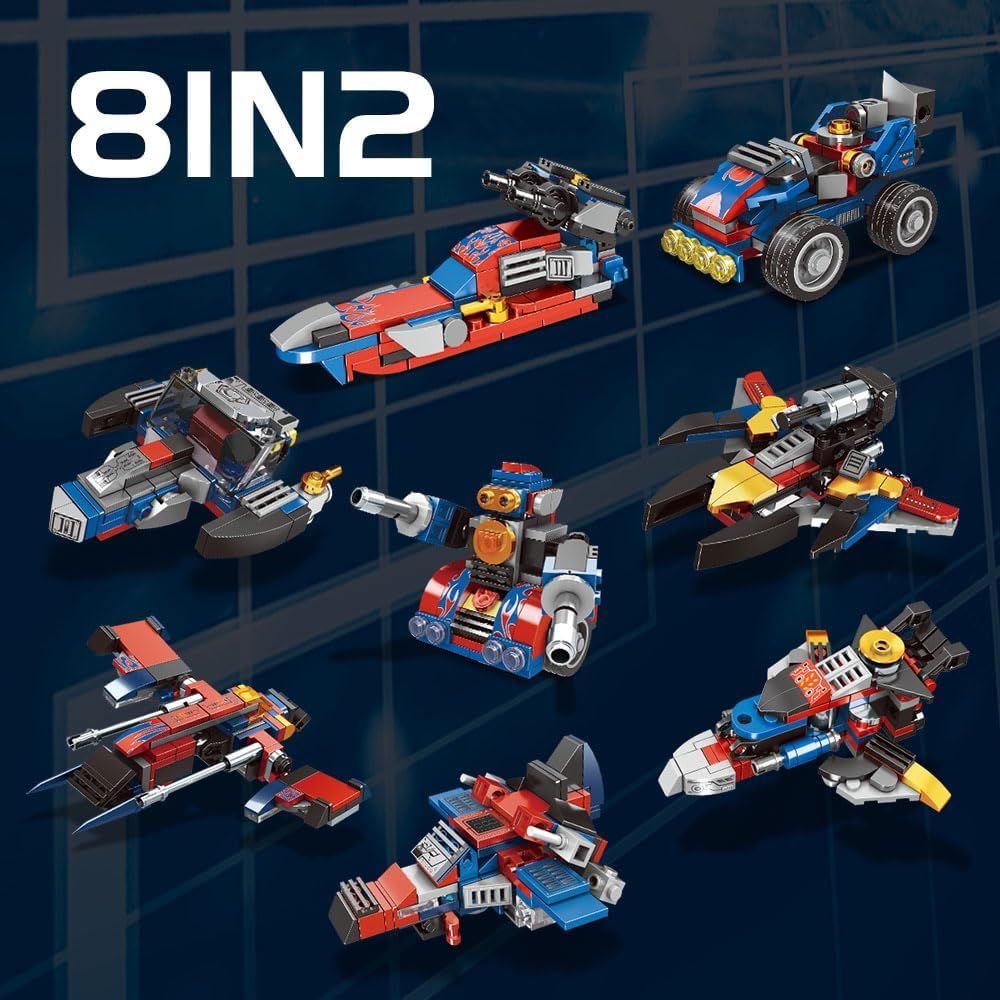  Đồ chơi lắp ráp : Bộ mô hình Chiến binh Optimus 8in2 (8 Người máy mini hoặc Xe Rờ-móc) 724pcs No. 914 