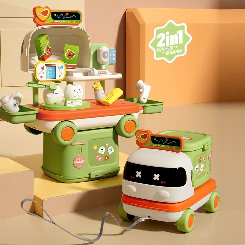  Đồ chơi nhập vai: BABY TRAILER 2in1 (Xe kéo, chuyên gia trang điểm, y khoa ) , 3+ages, No. HY-18,19 