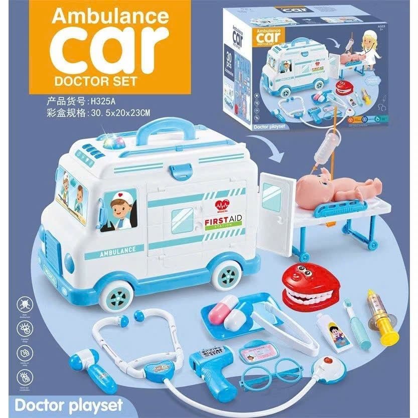  Đồ chơi nhập vai _ Bộ xe cứu thương Kèm phụ kiện (Ambulance car) dùng pin No. H325A 