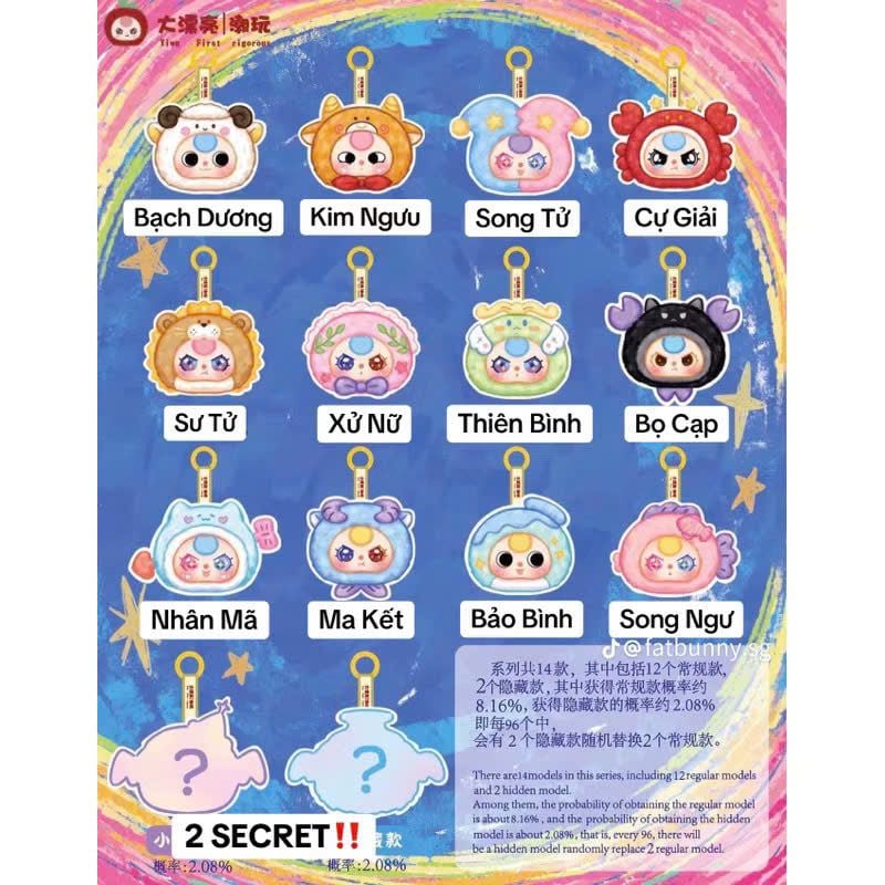  BLINDBOX BABY THREE ( ĐỌC MÔ TẢ ) : Lẻ 1 box Baby Three 12 cung hoàng đạo ( hàng có sẵn ) 