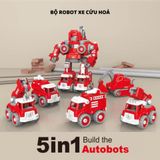  Đồ chơi vận động : Robot biến hình lắp ghép ốc vít xe công trình xe cứu hoả  5in1, 3+ages, No. LM905-B, LM906-B 