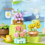  Đồ chơi lắp ráp : Bộ lắp ráp chậu hoa mini nhiều mẫu, 3ages+, No. W1605 