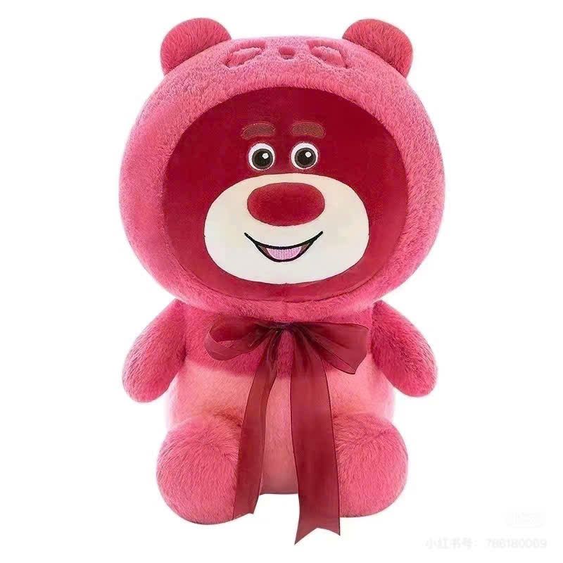  Gấu bông: Lotso mũ dâu, có nơ size L kích thước 55cm 
