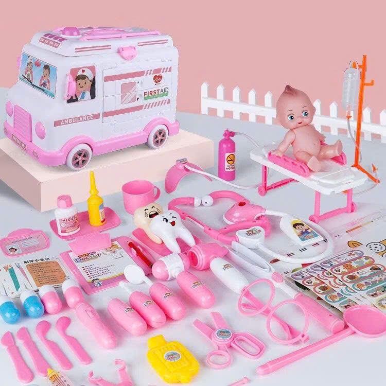  Đồ chơi nhập vai _ Bộ xe cứu thương Kèm phụ kiện (Ambulance car) dùng pin No. H325A 