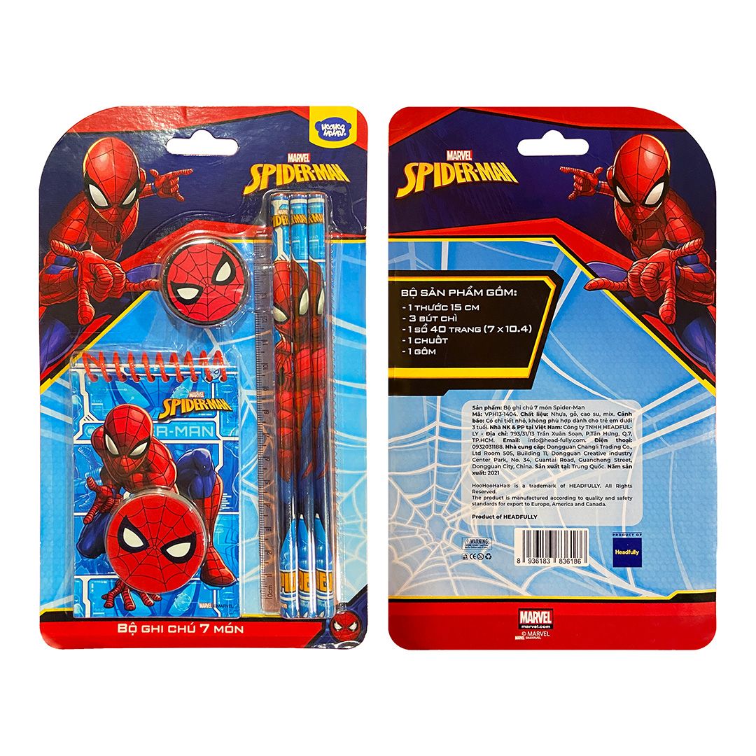  Đồ dùng học tập : Bộ ghi chú 7 món Spider Man 