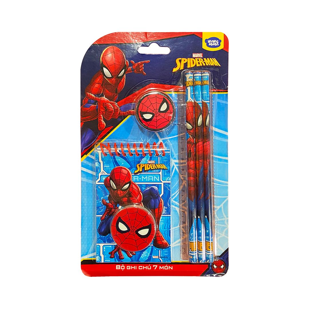  Đồ dùng học tập : Bộ ghi chú 7 món Spider Man 