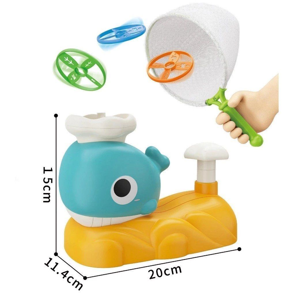  Đồ chơi vận động: Bộ cá voi phóng và bắt đĩa bay tung hứng vui nhộn (Whale frisbee toys) dùng pin, 3ages+, model 