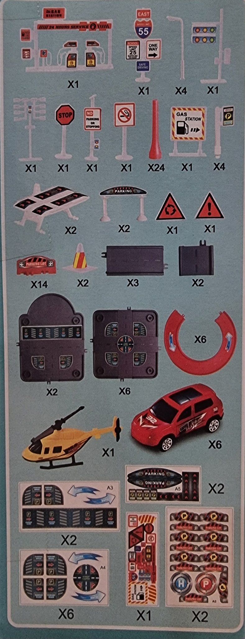  Mô hình garage bãi đậu xe ô tô và máy bay trực thăng DIY ASSEMBLY ( 3D kid cars) 88pcs 109x52x44 cm 5ages+ No. 130 
