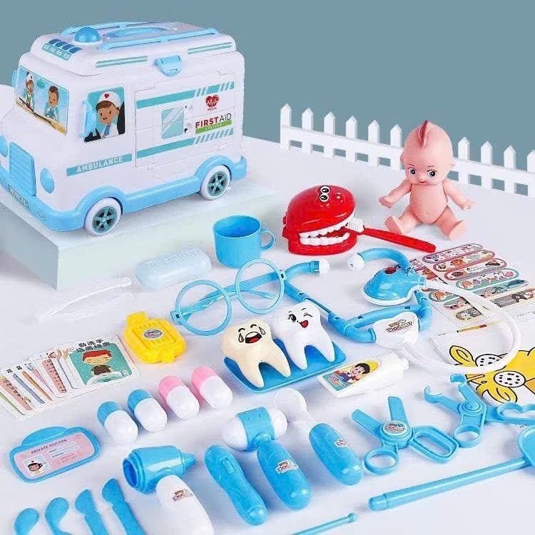  Đồ chơi nhập vai _ Bộ xe cứu thương Kèm phụ kiện (Ambulance car) dùng pin No. H325A 
