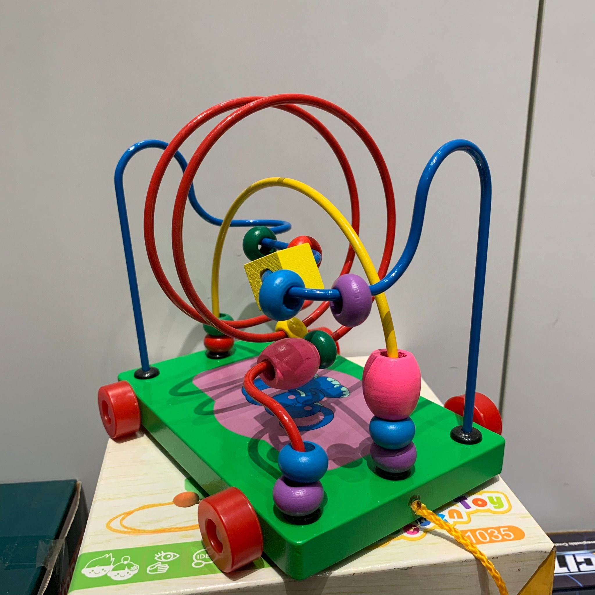  Hộp xe gỗ mê cung luồn hạt hình thú [Trailer circles bead labyrinth], +3ages, No. YDL1035 
