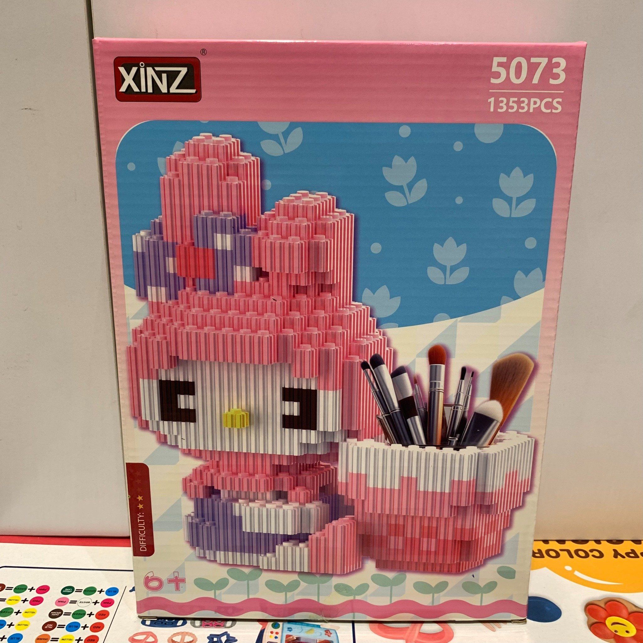  Đồ chơi lắp ghép XINZ: bộ xếp khối hộp bút Kuromi & Melody, LiLo&Stitch, Garfield, 1259pcs, +6ages, No. 5072,3,4,5 