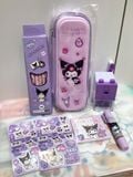  Đồ dùng học tập : Bộ sưu tập Sanrio Kuromi (bốp viết, máy chuốt, bút chì, stickers, note, gom tẩy), No. DLB-001 