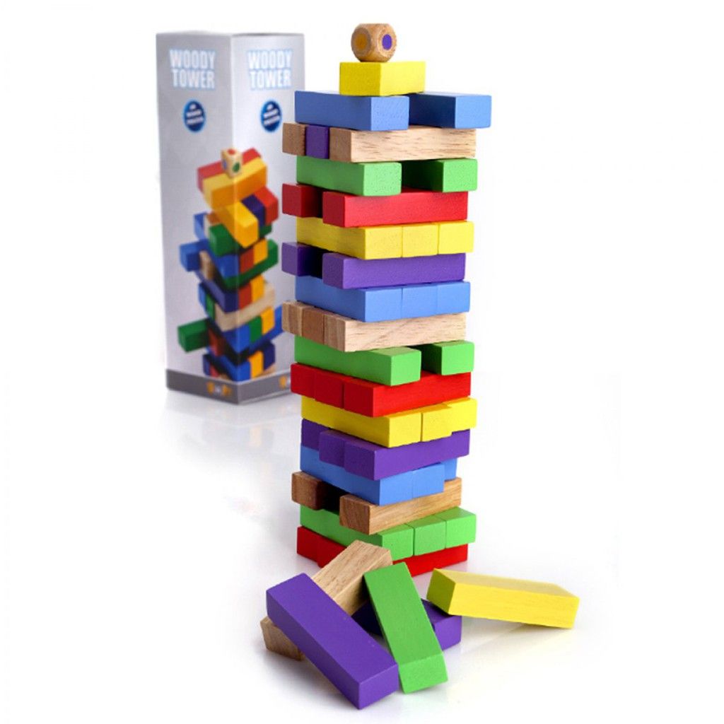  HAPPYTIME đồ chơi giáo dục: Trò chơi rút thanh Woody Tower (các thanh gỗ sơn màu khác nhau)  3ages+ No. 90029 