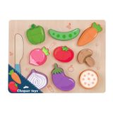  Đồ chơi gỗ : Bảng gỗ rau củ giúp bé làm quen với màu sắc, hình khối, 12m+ No. 23171 