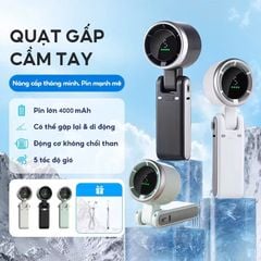  Quạt cầm tay Turbo tốc độ cao (Handheld Fan) kết hợp chân đế để bàn tiện lợi, dung lượng cao 3600 mAh, Model: 607 
