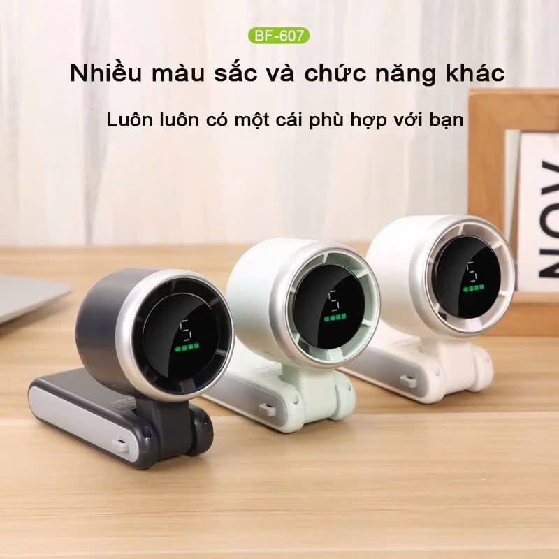  Quạt cầm tay Turbo tốc độ cao (Handheld Fan) kết hợp chân đế để bàn tiện lợi, dung lượng cao 3600 mAh, Model: 607 