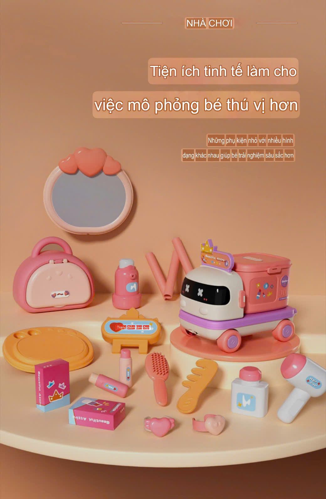  Đồ chơi nhập vai: BABY TRAILER 2in1 (Xe kéo, chuyên gia trang điểm, y khoa ) , 3+ages, No. HY-18,19 
