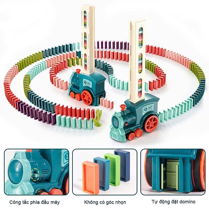 Đồ chơi vận động : Tàu lửa sắp đặt domino tự động (Domino train) No. X007-1 3Ages+ (dùng pin) 