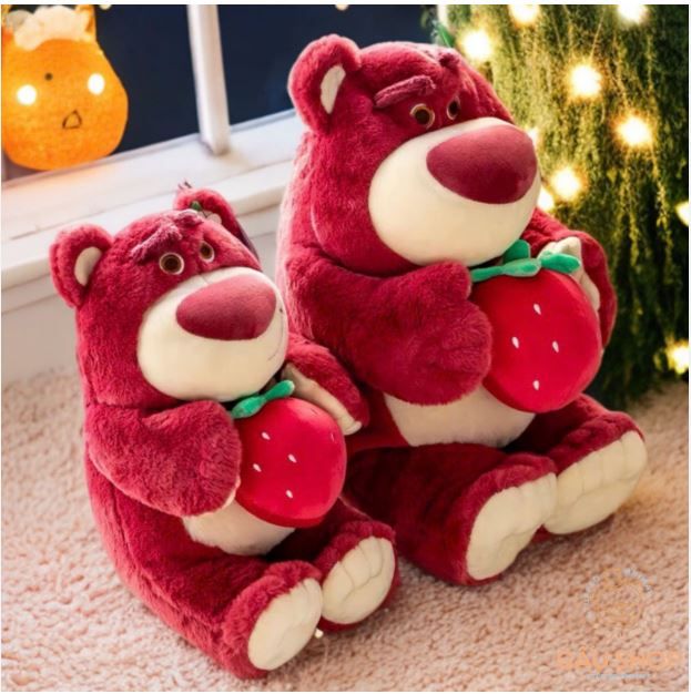  Gấu bông: Gấu Lotso ôm dâu tây size L kích thước 80cm 
