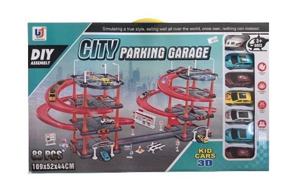  Mô hình garage bãi đậu xe ô tô và máy bay trực thăng DIY ASSEMBLY ( 3D kid cars) 88pcs 109x52x44 cm 5ages+ No. 130 