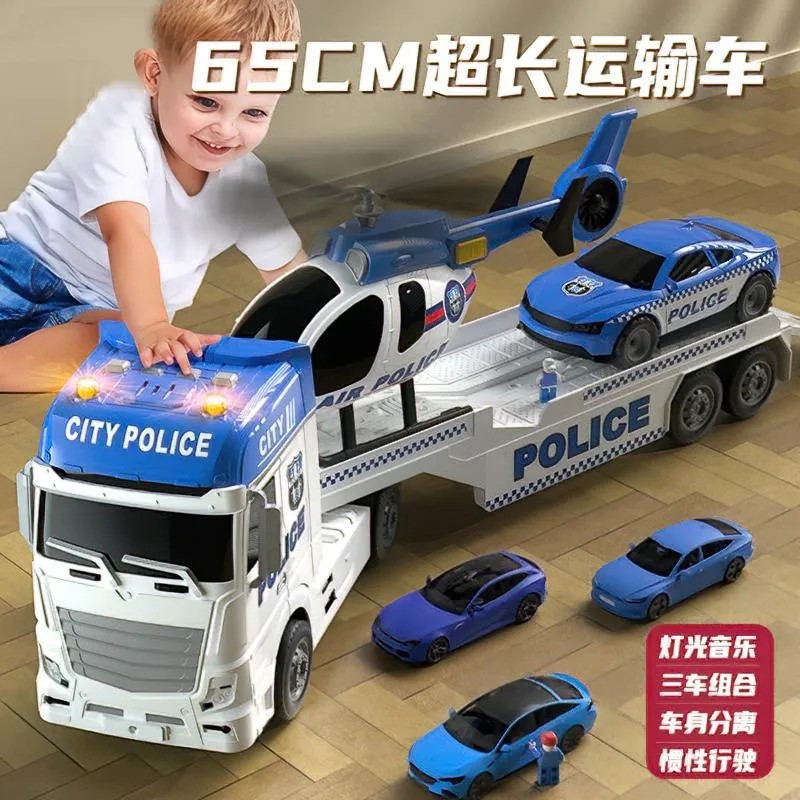  Đồ chơi nhập vai: Bộ 3 xe cảnh sát thành phố CITY POLICE (Rơ-móc, Trực thăng, xe hơi mở đường)  3Ages+ No 666-66F 