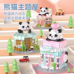  Đồ chơi lắp ghép LELEBROTHER : Hộp xếp khối Gấu Trúc Panda, 880pcs, 6+ages, No. W1123,4,5,6,7 
